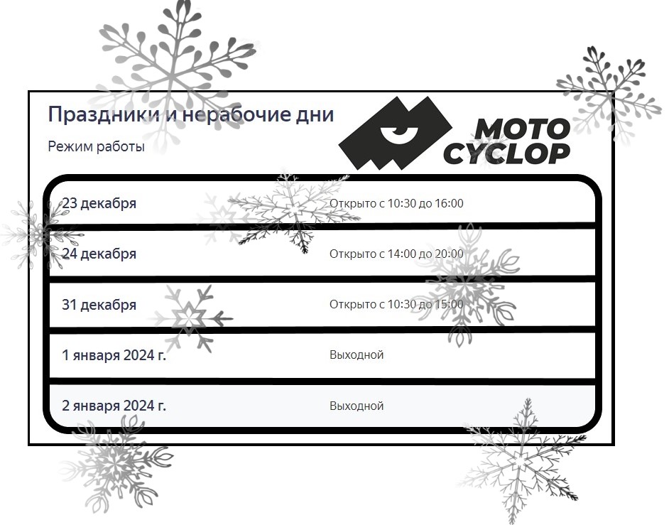 График работы MOTOCYCLOP